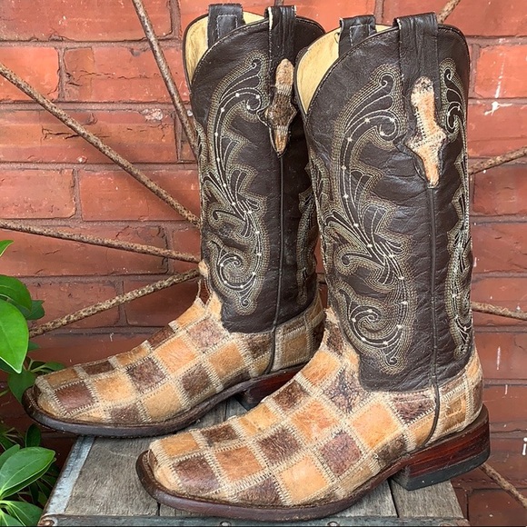 checkerboard cowboy boots